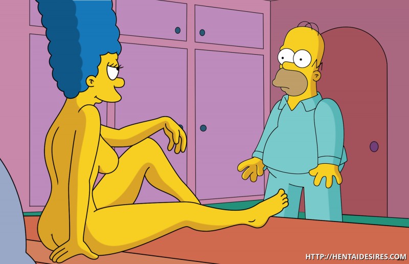 800px x 516px - Marge Simpson is already naked and prepped to have humpâ€¦ which always catch  Homer by surprise